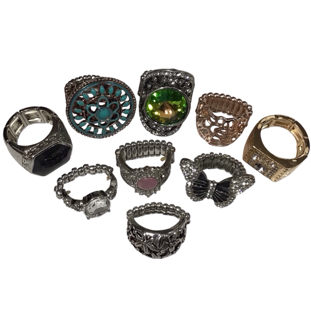 9 Stretch Statement Ring Bundle Adjustable - image 3